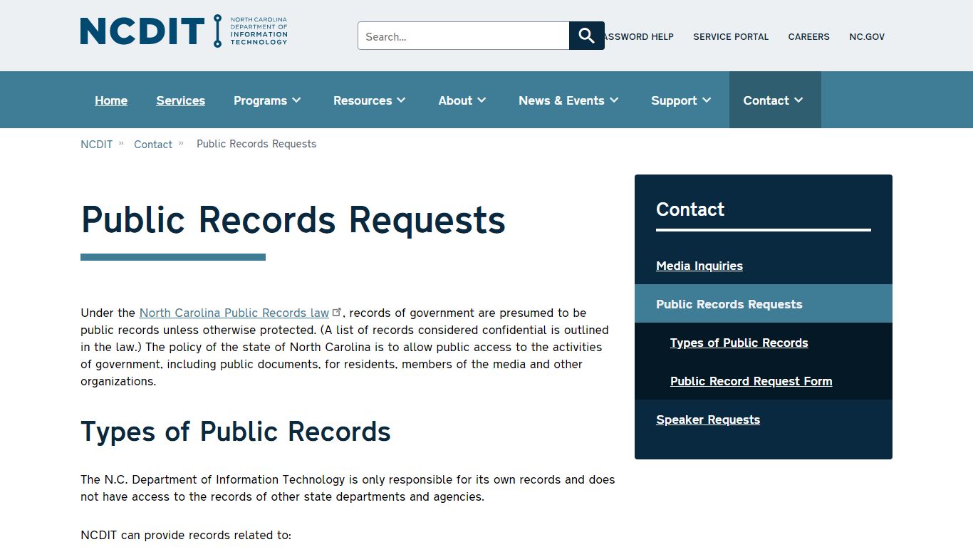 Public Records Requests | NCDIT